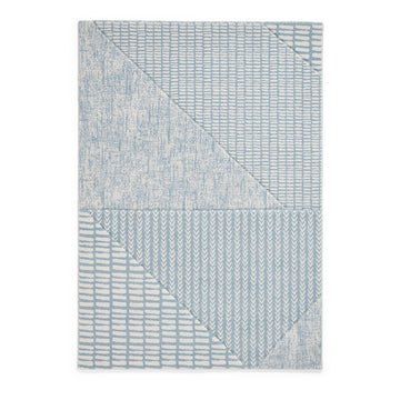 Catherine Lansfield Larsson Modern Abstract Durable Easy-Care Carved High Density Polyproplyene Blue/Cream Rug-Think Rugs-Rug Love - The Most Loved Rug Store